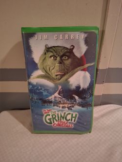 Vintage collectable vhs tape of the 2000 film dr Seuss how the grinch stole Christmas starring Jim Carrey