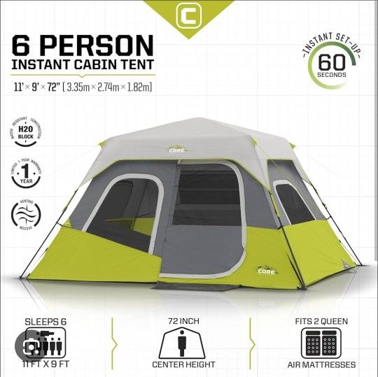 CORE 6 person Instant Cabin Tent