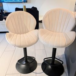 MODERN IVORY ADJUSTABLE BAR STOOLS