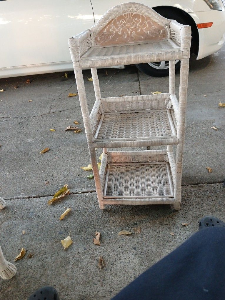 Vintage Pier 1 Wicker Shelf Cabinet, Plant Stand Jamaica Collection