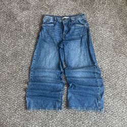 Wide Leg Blue Denim Jeans
