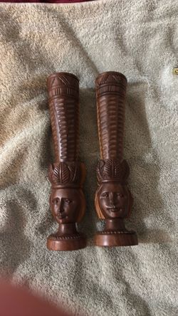 Hardwood handcarved candleholders