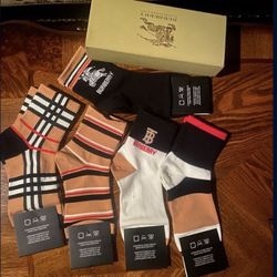 New Burberry Unisex 5 Pair Socks 