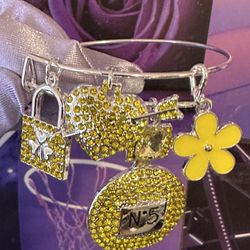 Yellow Charm Bangle Bracelet #1