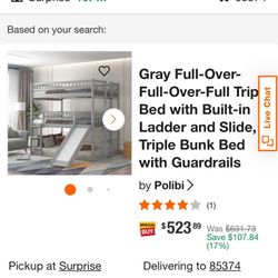 Gray Full-Over-Full-Over-Full Trip Bed 