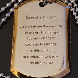 Serenity Prayer Dog Tag Necklace--NEW!