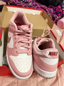 Pink and red velvet Nike dunks