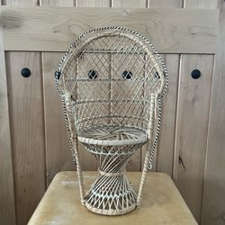Wicker Rattan 16” Plant Stand Peacock Chair Boho Chic No Cracks In Wicker Chair