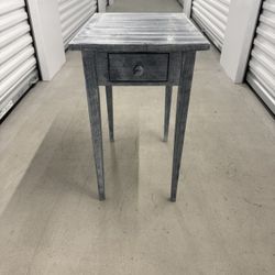 Distressed Gray Solid Wood Side Table with Fake Drawer (15 x 20)