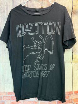 Led Zeppelin 1977 U.S. Tour Graphic T-Shirt Black Short Sleeve L