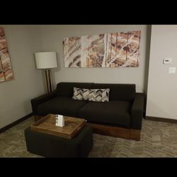 2 Trundle Sofa Bed Couches With Matching Ottomans. 