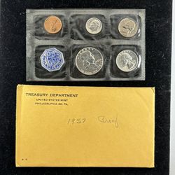 UNOPENED 1957 U.S. Proof Set in OGP -- 5 GREAT COINS INCLUDING SILVER — SHIPPING AVAILABLE!!