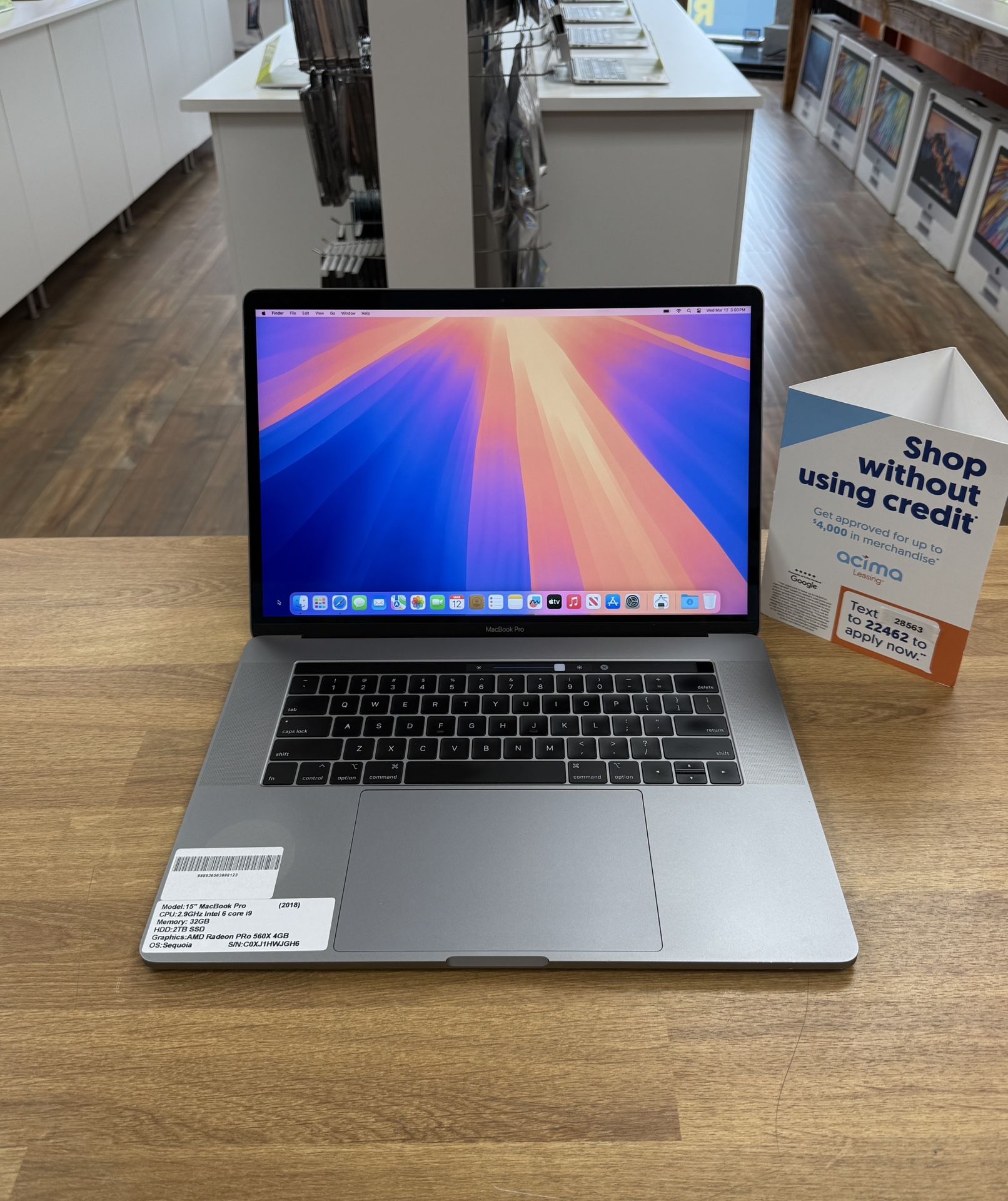 15 MacBook Pro Touchbar 32GB RAM*2TB Intel Core i9