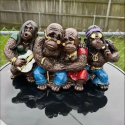 Vintage Hippie Monkeys Statue