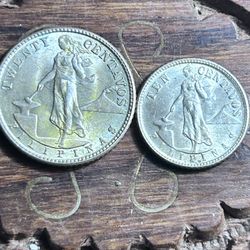 1944 United States of America Filipinas 10 and 20 Twenty Centavos Coins