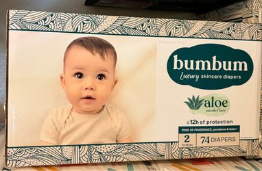 Bumbum Luxury Skincare Diapers Size 2, 74 Count