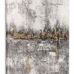 Yihui Arts Canvas Wall Art Black White And Gold Foil Abstract Oil Painting Pictures Canvas For Home Decoration