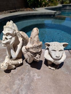Set of 3 Gargoyle Garden Statues