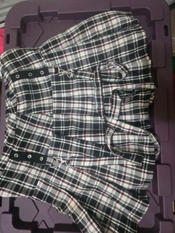 Black White Plaid Mini Skirt with Belt