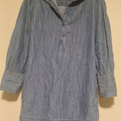 Free Assembly 100% Cotton Denim Dress- Long-sleeve With Pockets, Size M