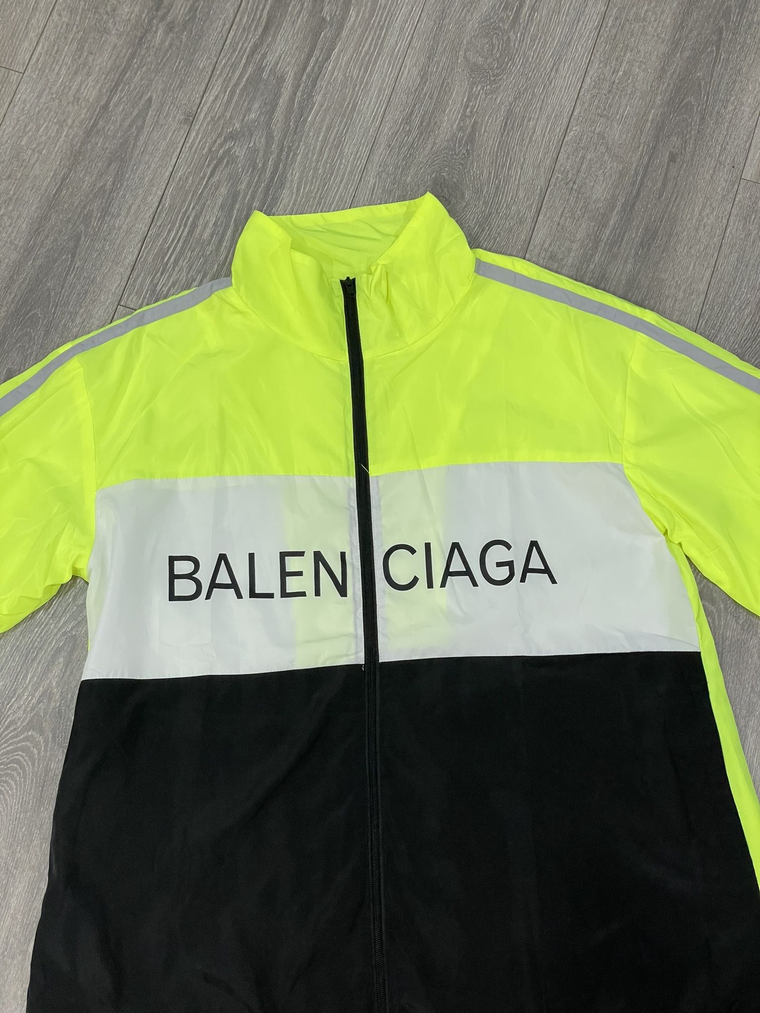 Men's Balenciaga Windbreaker Jacket Neon Black