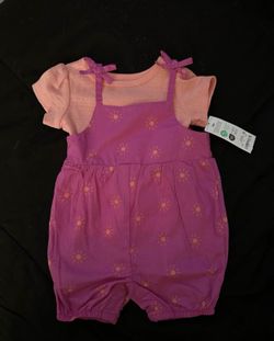 CARTERS BABY GIRL 3MONTH TWO PIECE ROMPER W/ BUTTONS ON BACK SET