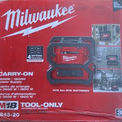 M1- Milwaukee M18 18V Lithium-Ion Cordless 3600-Watt/1800-Watt Battery Powered Power Supply