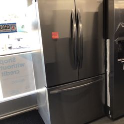 New Scratch And Dent Frigidaire 22 Cu Ft Counter Depth Stainless Steel French Door Fridge. 1 Year Warranty 