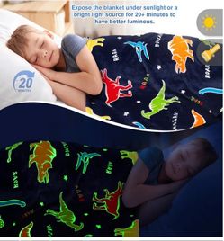 Premium Flannel  Glow in the Dark  Dinosaur Throw Blanket Blue (Brand New)