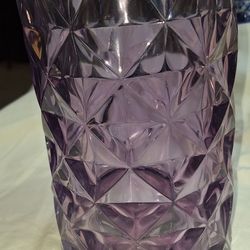 The Yankee Candle Company Heavy Large Purple Hued Diamond Patterned Glass Candle Holder, 7 3/4 Inch Tall X 5 1/4 Inch Diameter A63H003