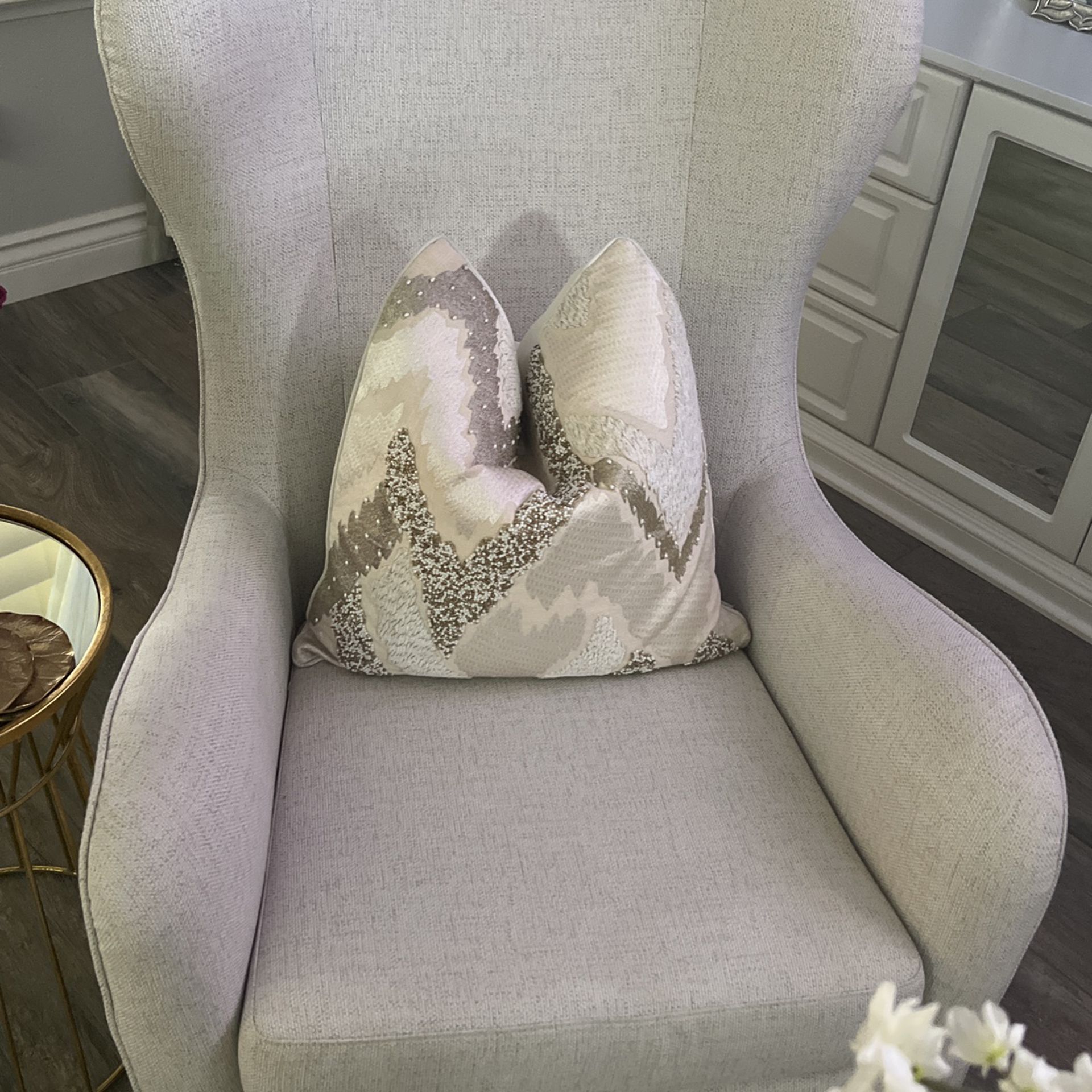Cream/Grey wingback Chair