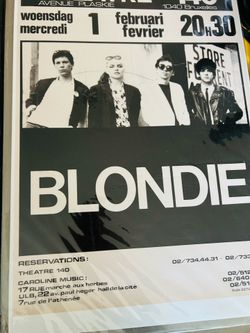 Original collectible vintage concert music rock poster from a Blondie performance at Theatre 140 in Brussels, Belgium on February 1, 1978