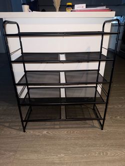 Heavy Duty Mesh Shoe Rack 5 Tier, Closet Metal Shoe Organizer for Entryway, 18-24 Pairs of Shoes, Stackable, Black