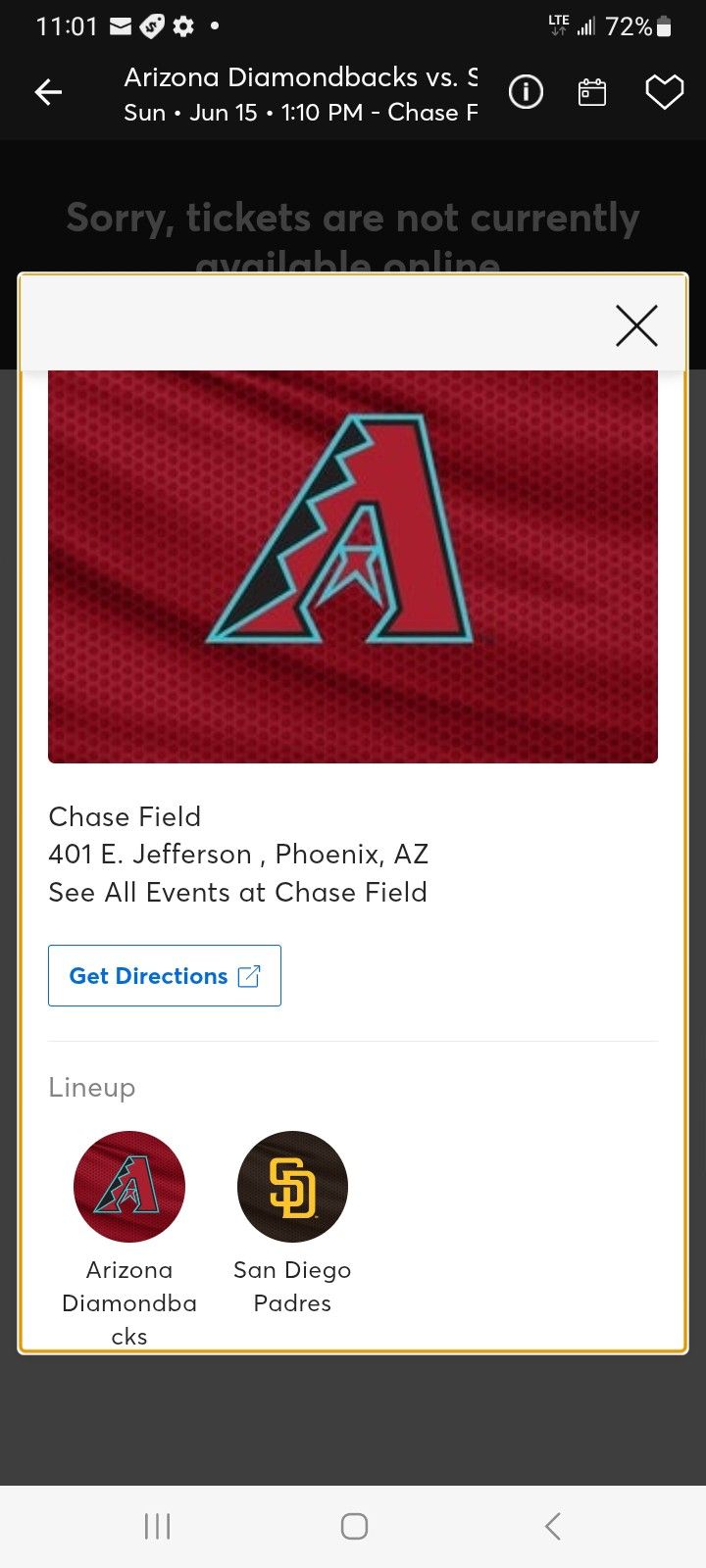 4 Arizona Dbacks Vs Padres Fathers Day Game Sun 15th 