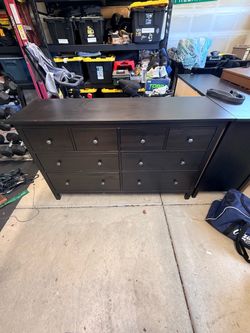 (2) Dark Brown 8-Drawer Wood Dressers