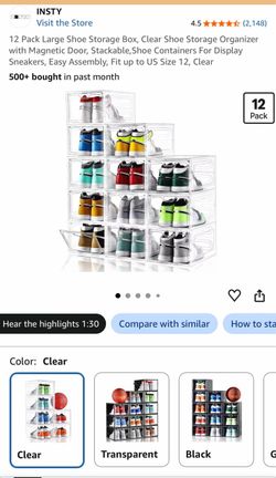 INSTY 12-Pack Clear Stackable Shoe Storage Boxes