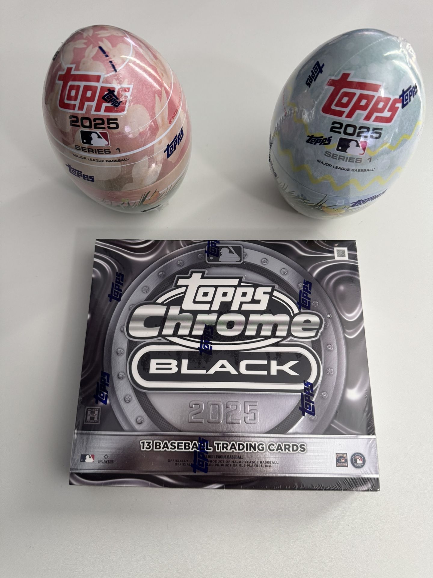 2025 Topps Chrome Black Hobbie Box & Series 1 Easter Eggs Tins