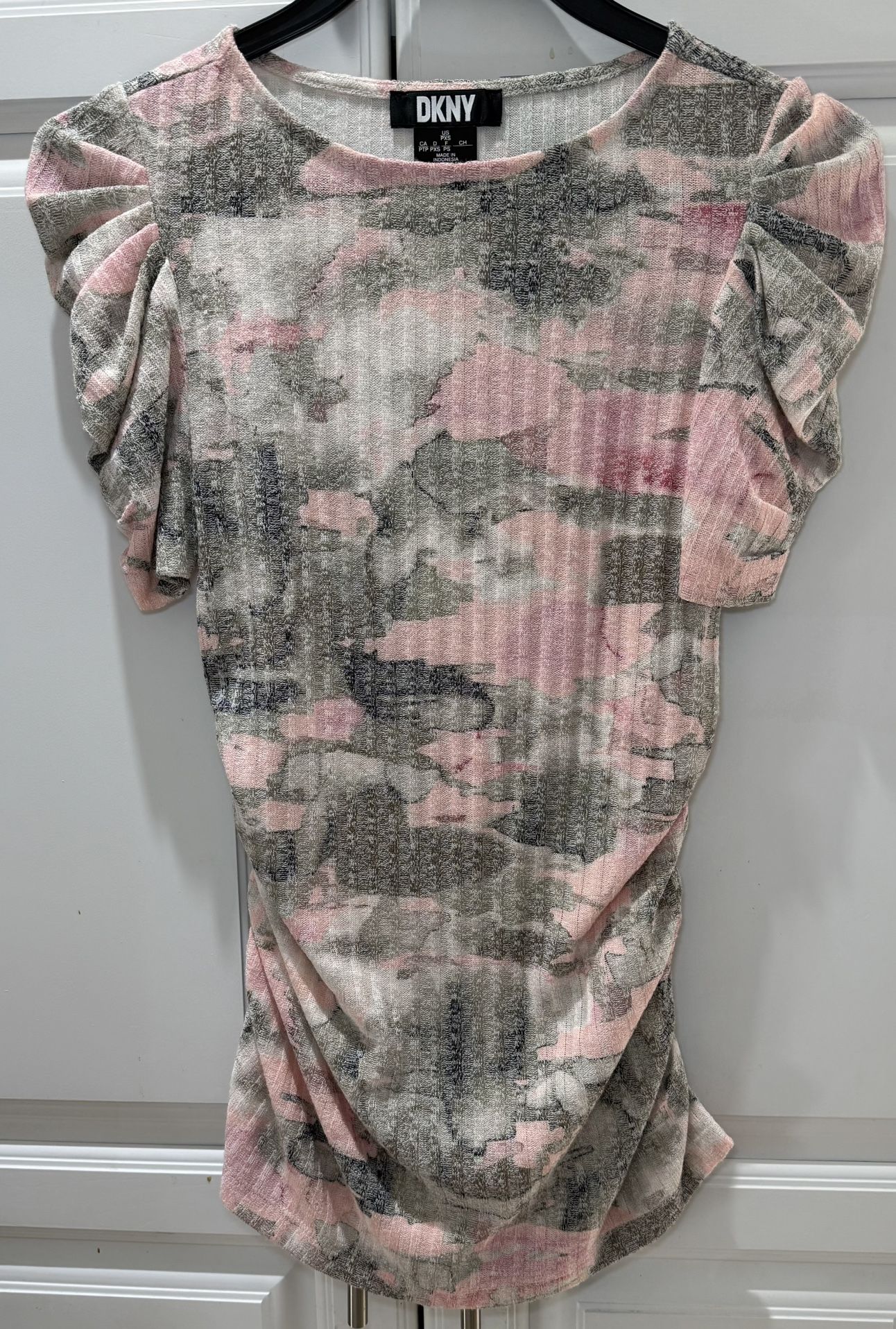 DKNY top with a unique camouflage pink /green PXS