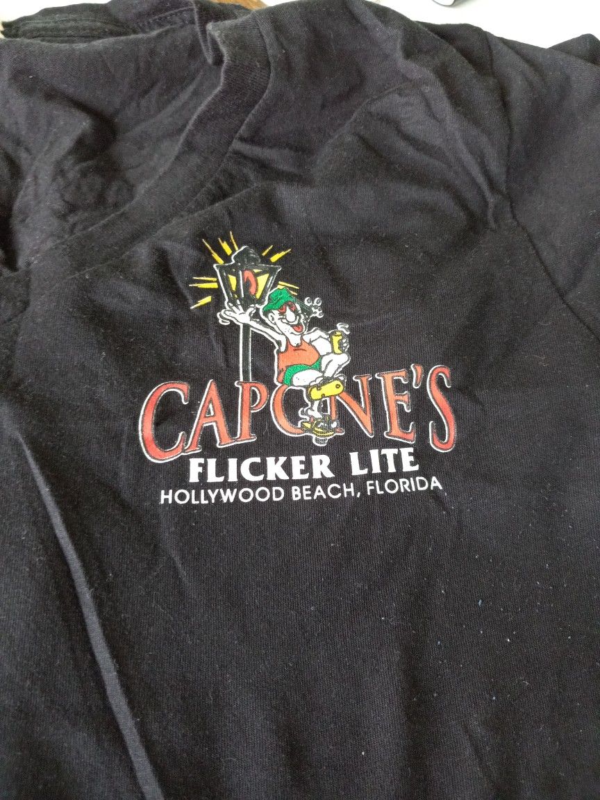 Hollywood Beach Capone's Flicker Lite Pizza & Raw Bar Restaurant T-shirt Size Large