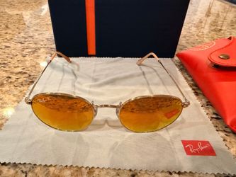 Like New Ray-Ban 3447 Round Metal mirror polarized sunglasses