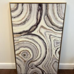 Geode Framed High Gloss Canvas Wall Art Hanging 38"x24”