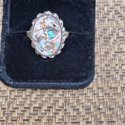 Vintage Abalone And Sterling Silver Ring