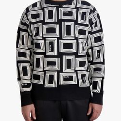 Karl Lagerfeld Men’s Long Sleeve Double-L Raised Logo Top – Black (Medium, $192 Retail)