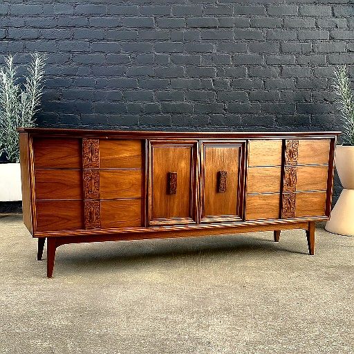 Mid-Century Modern 9-Drawer Walnut Dresser by Bassett, c.1960's
