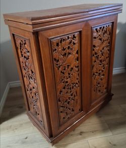 Hand Carved Asian Bar On Wheels
