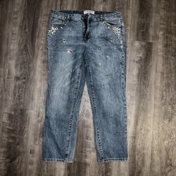 Woman’s Velvet Heart Denim jeans size 31 with bedazzled jewels and pearl design