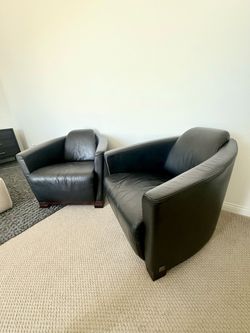Italian Leather Club Chairs (Pair) – Made in Italy