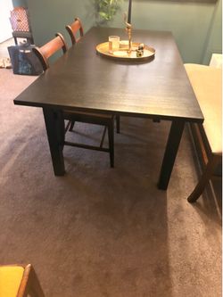 Black IKEA Extendable Dining Table with 2 Leaves