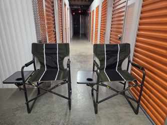 Folding Camping Directors Chairs with Side Tables – Set of 2