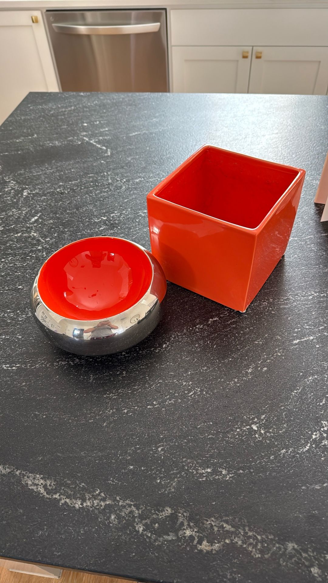 Crate And Barrel Dish And Orange Pot